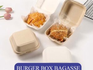 BURGER BOX BAGASSE WHITE/BROWN